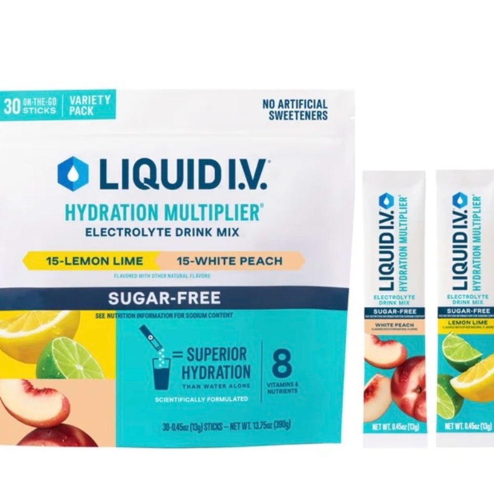 Liquid I.V. Electrolyte Powder Mix 30 CT - Lemon Lime & White Peach New/Open Box